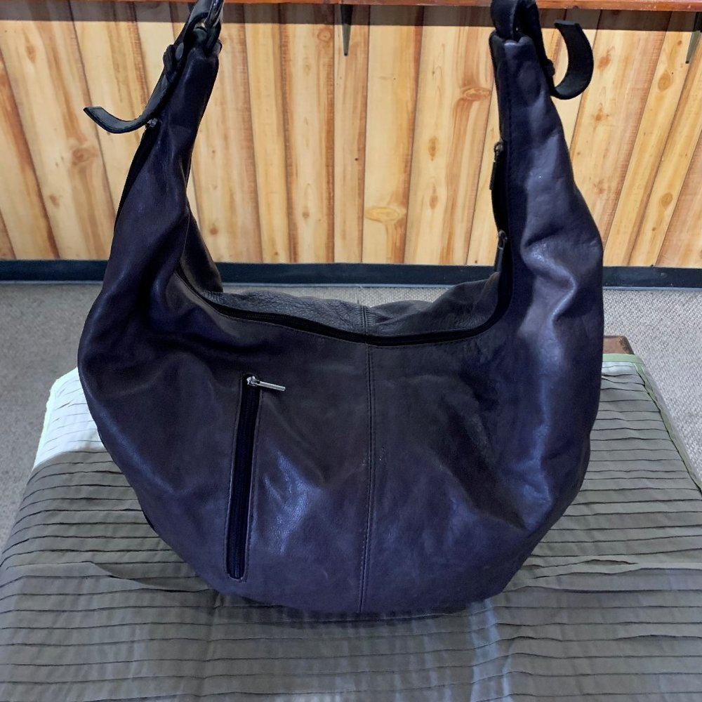 Beautiful Merci Marie Taupe Distressed Italian Leather Hobo